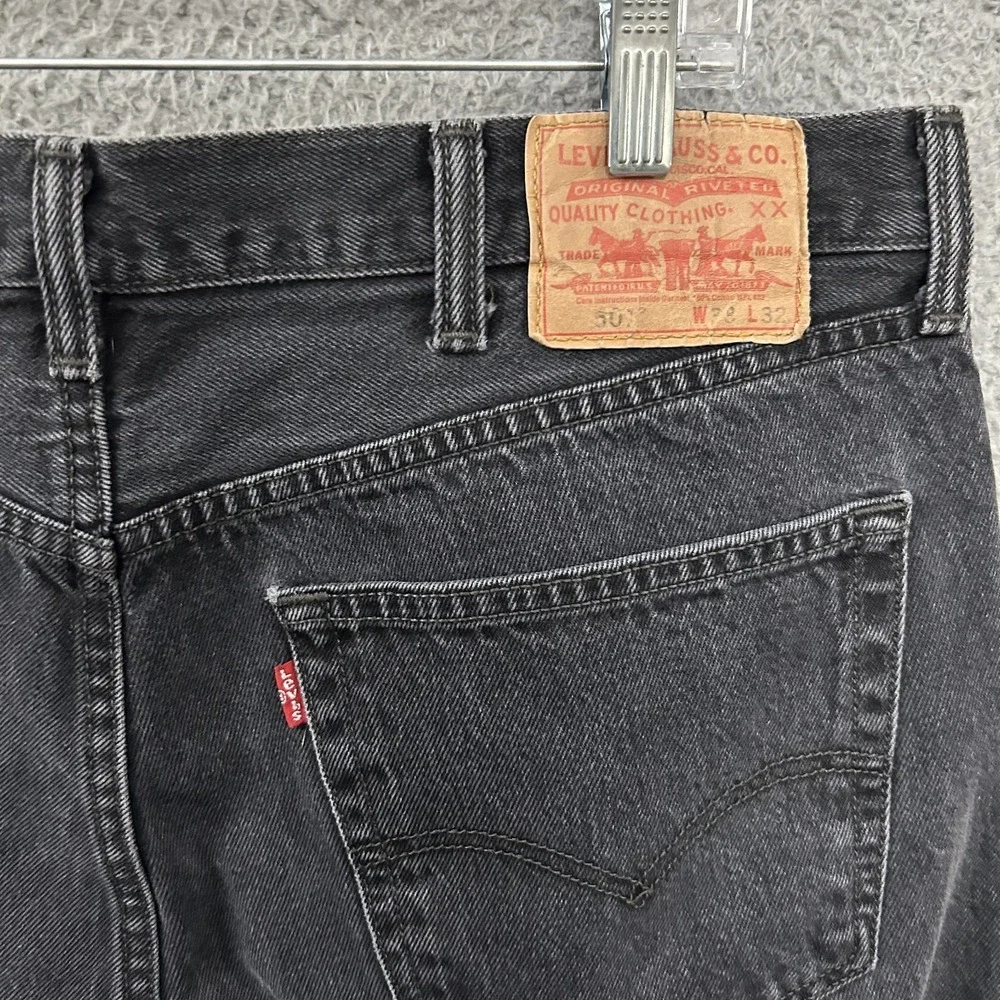 Levis‎ Jeans Mens 38x32 Black Denim 501 Straight Leg Button Fly American Y2K